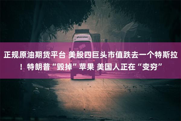 正规原油期货平台 美股四巨头市值跌去一个特斯拉！特朗普“毁掉”苹果 美国人正在“变穷”