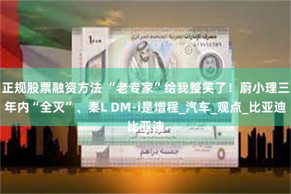 正规股票融资方法 “老专家”给我整笑了！蔚小理三年内“全灭”、秦L DM-i是增程_汽车_观点_比亚迪